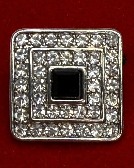 Art Deco Square Crystal & Black Onyx-Style Cufflinks