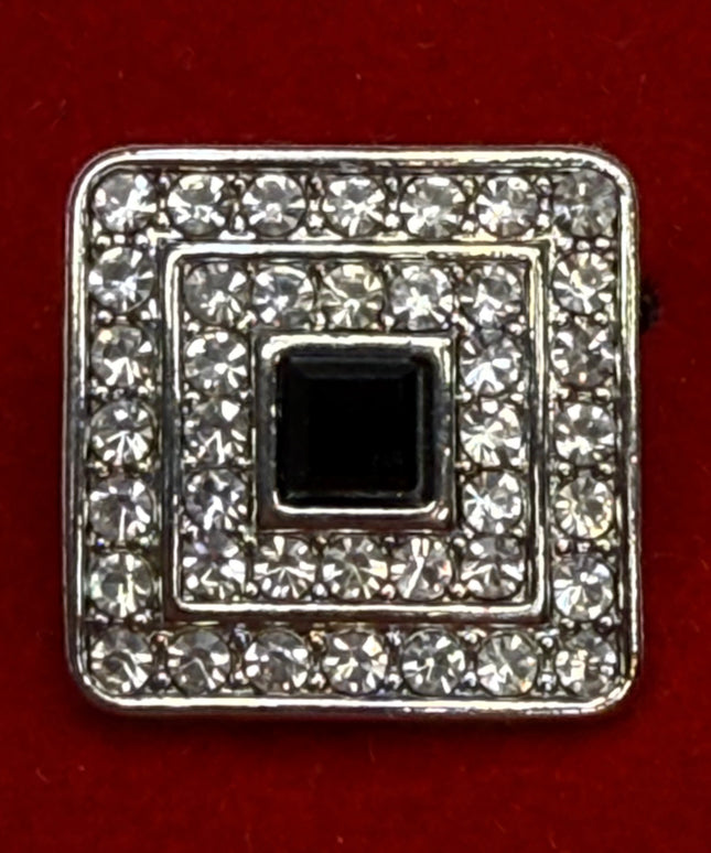 Art Deco Square Crystal & Black Onyx-Style Cufflinks