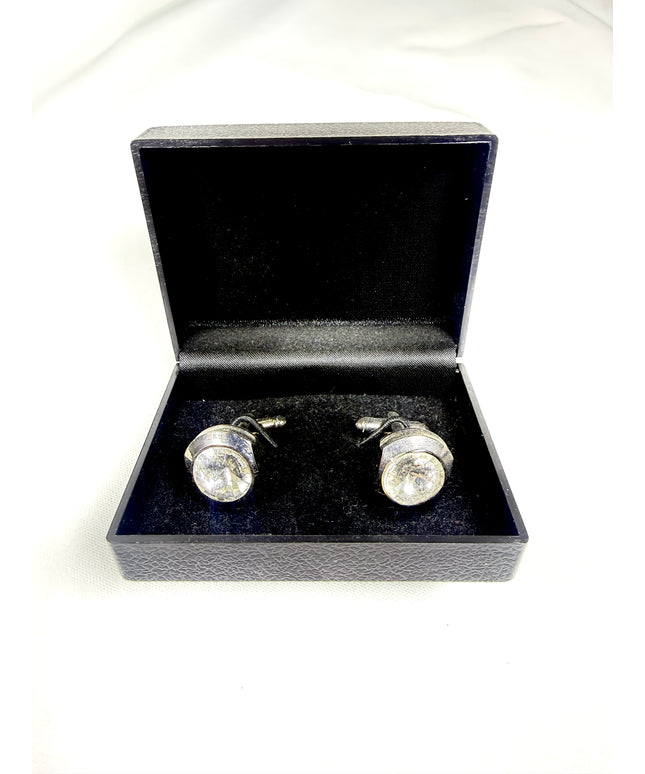 Classic Round Crystal Cufflinks | Polished Silver-Tone Finish