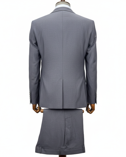 Gray suit on a mannequin with a white background
