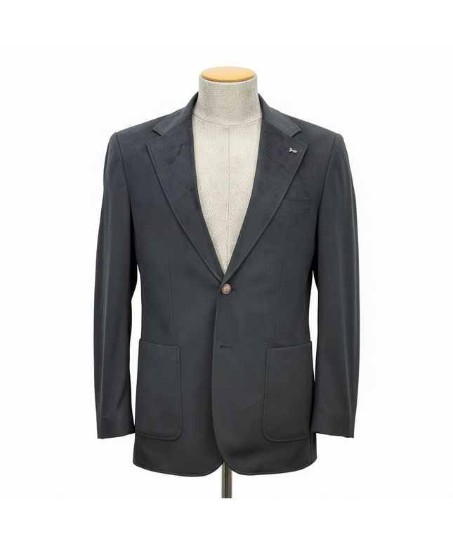 Men's Charcoal Gray Tailored Blazer with Contrast Lapel