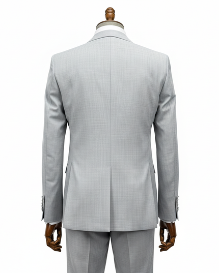 Men's Ice Grey 3-Piece Suit with Double-Breasted Waistcoat