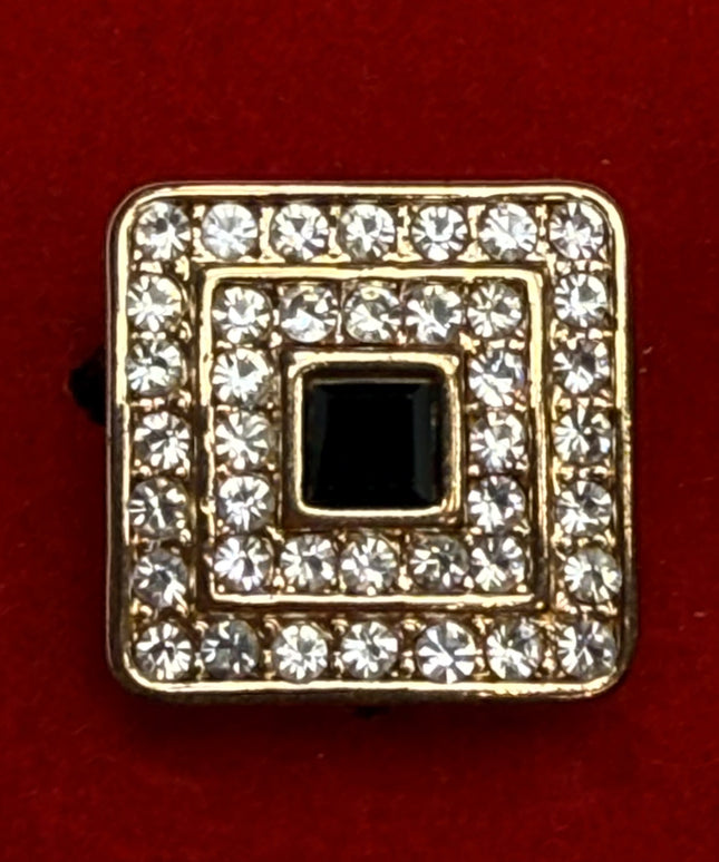Gold-Tone Square Crystal & Black Inlay Cufflinks