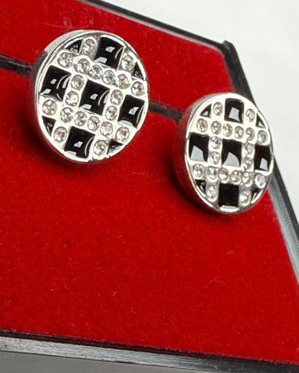 Heritage Geometric Crystal & Black Enamel Cufflink Collection