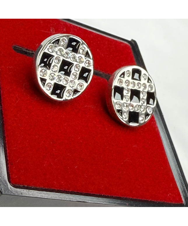 Heritage Geometric Crystal & Black Enamel Cufflink Collection