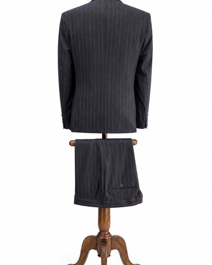 Midnight Navy Double-Breasted Pinstripe Suit