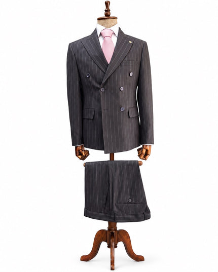 Midnight Navy Double-Breasted Pinstripe Suit