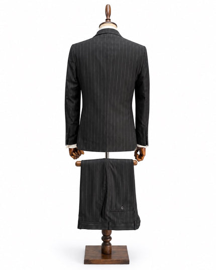 Milano Black Double-Breasted Pinstripe Suit
