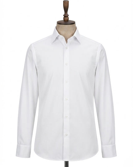 White dress shirt on a mannequin against a white background