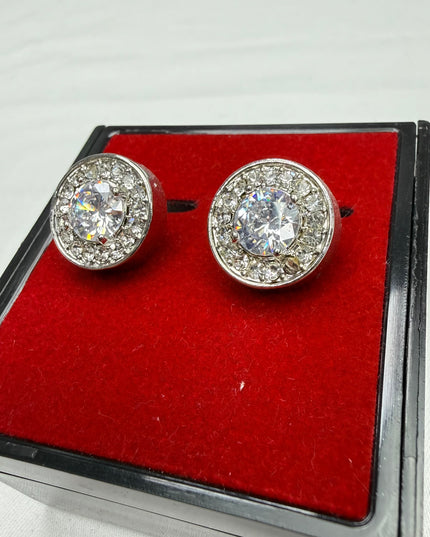 Luxury Silver Halo Crystal Cufflinks
