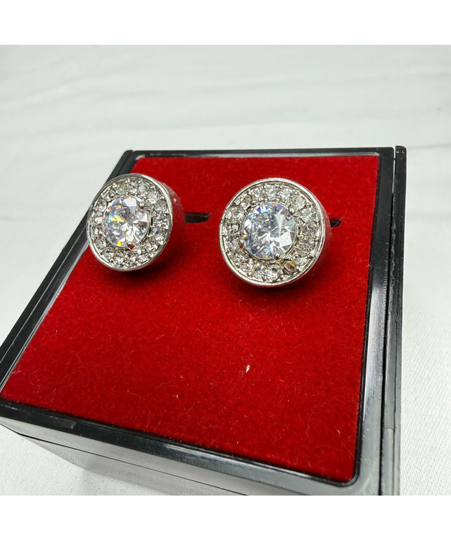 Luxury Silver Halo Crystal Cufflinks