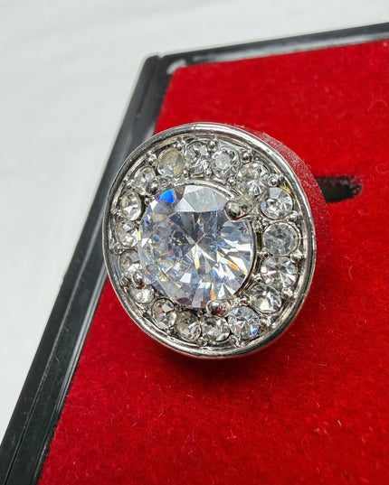 Luxury Silver Halo Crystal Cufflinks 1