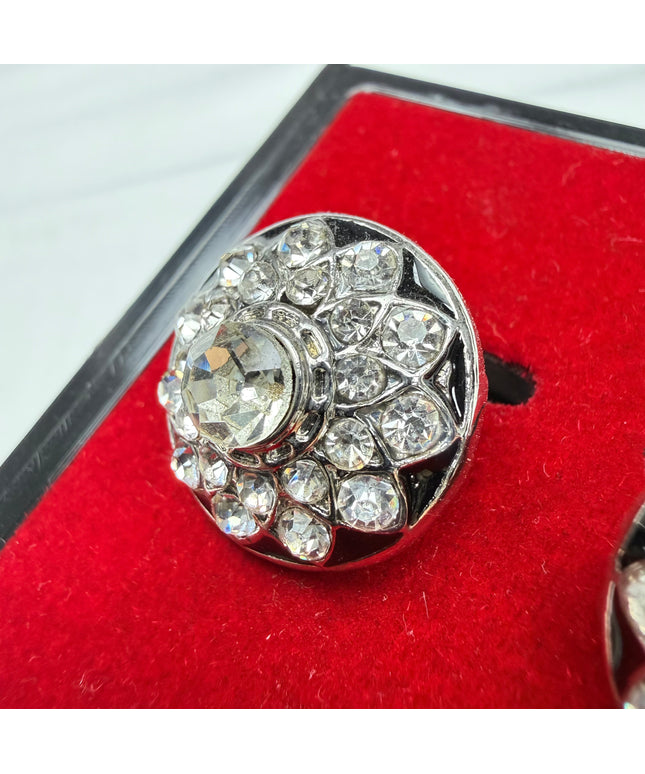 Men's Premium Silver Crystal Halo & Sunburst Cufflink Collection
