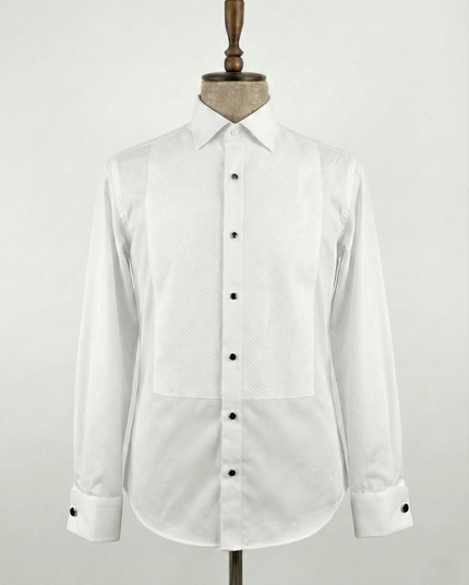 Men’s Premium White Pleated Bib Tuxedo Shirt