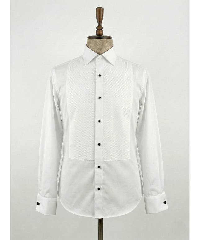 Men’s Premium White Pleated Bib Tuxedo Shirt