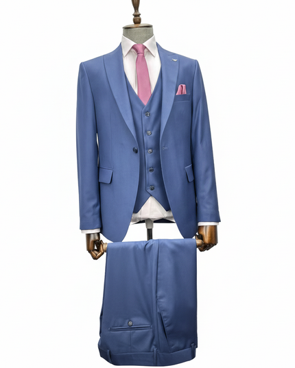 Men's Slate Blue 3-Piece Suit – Slim Fit Wedding & Formal Set