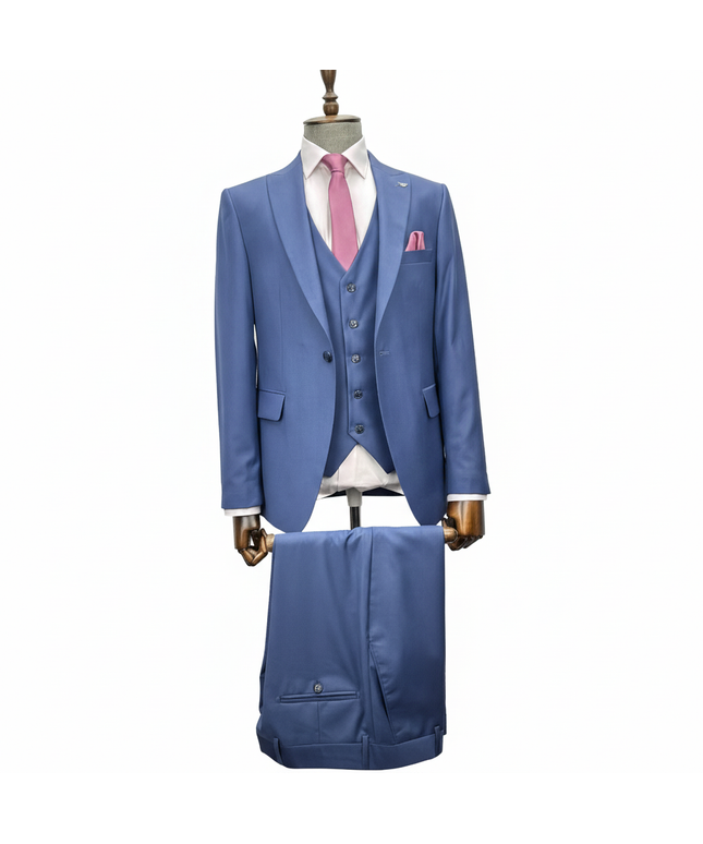 Men's Slate Blue 3-Piece Suit – Slim Fit Wedding & Formal Set