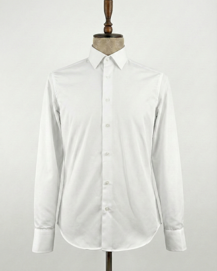Signature Tailored Fit White Cotton Dress Shirt