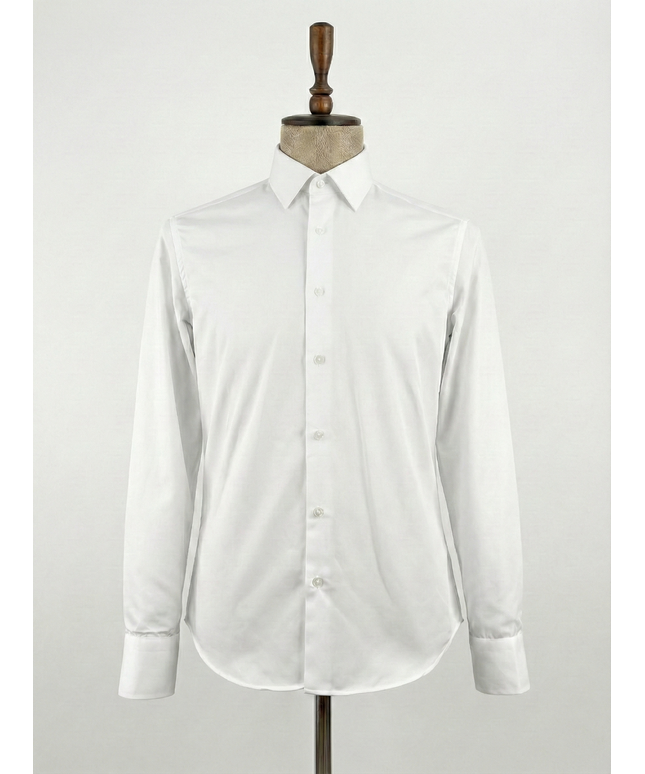 Signature Tailored Fit White Cotton Dress Shirt