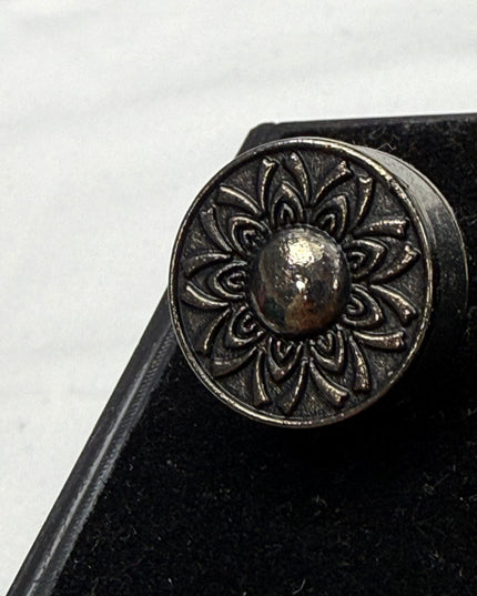 Vintage Lotus Mandala Antique Silver Cufflinks1