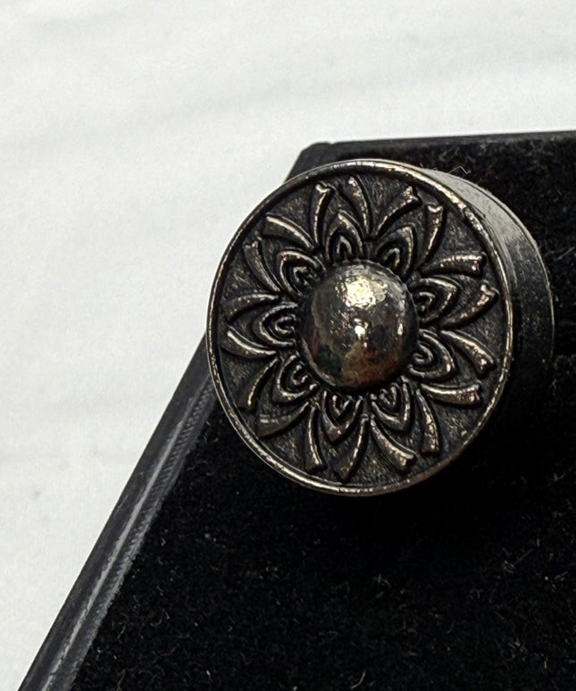 Vintage Lotus Mandala Antique Silver Cufflinks1