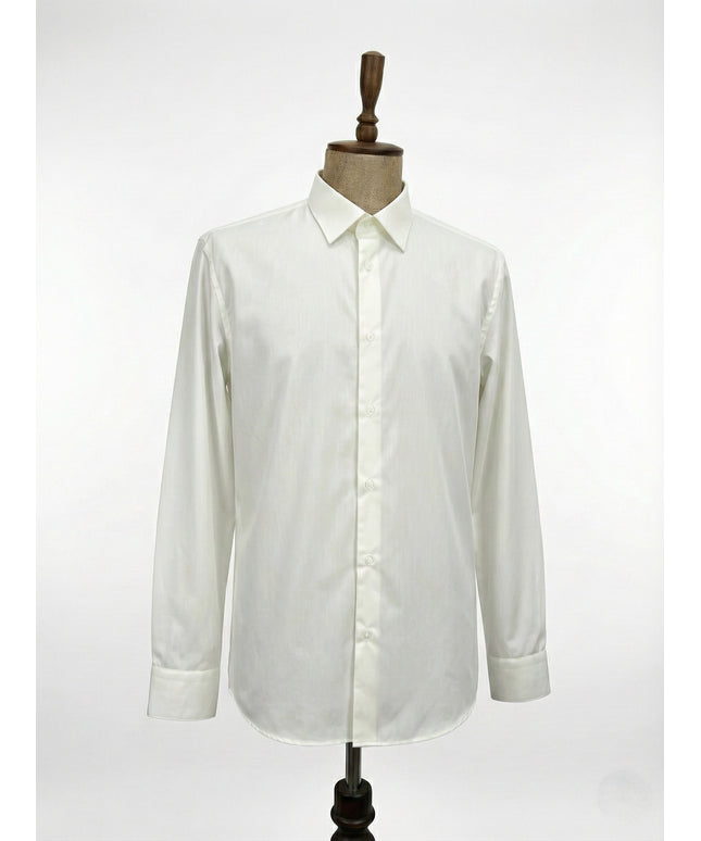 White dress shirt on a mannequin against a white background
